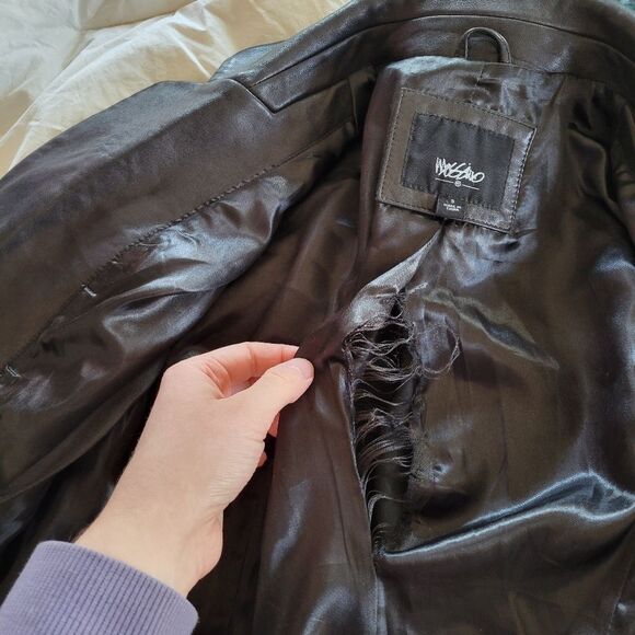 Mossimo Leather Black Women's Blazer Jacket Small Pockets Button - Picture 9 of 9